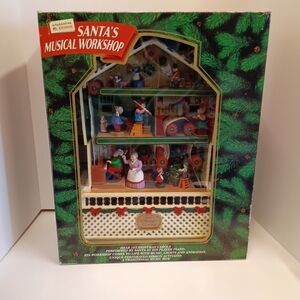 Sanuk Santa's Musical Workshop Holiday Figurine Display - Green, Red, White